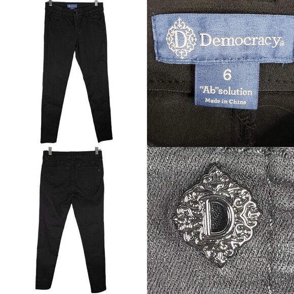 Democracy AB Solution Jeans Women's Size 6 Black Skinny Jeans Stretch Mid Rise - Picture 1 of 8